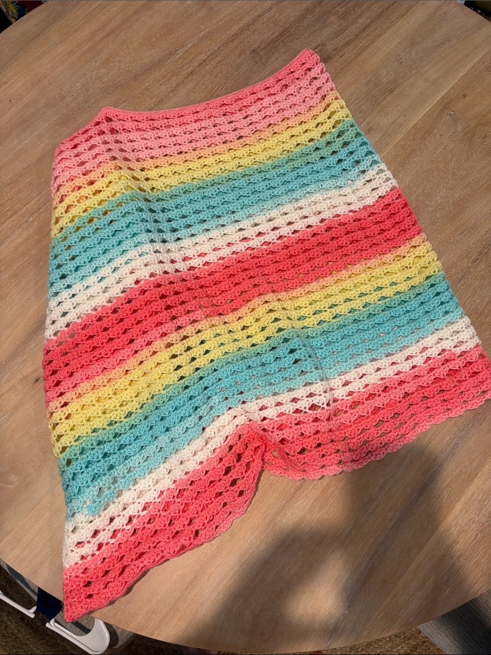 Colorful crochet poncho